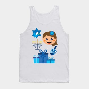 Happy Hanukkah with Jewish Girl with dreidel Tank Top